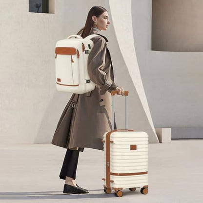 Joyway Expandable Luggage Sets 5 Piece, Lightweight Hard Shell Travel Suitcase Set with Spinner Wheels and TSA Lock - color: White, size: 5 piece set