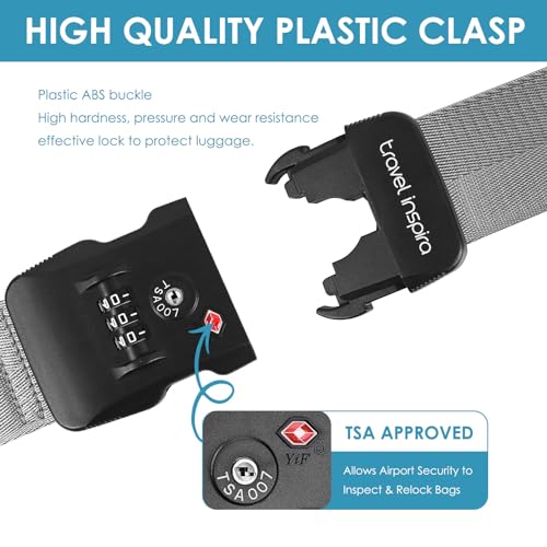Travel Inspira Anti-Theft Suitcase Belt with TSA Lock - color: Grey
