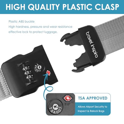 Travel Inspira Anti-Theft Suitcase Belt with TSA Lock - color: Grey