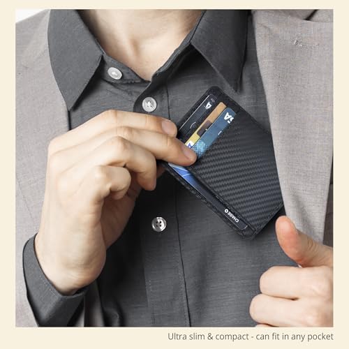 RFID Blocking Genuine Slim Leather Wallet - Card Holder Gift for Men Idea - color: Jet Black