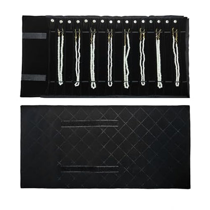 Travel Necklace Organizer, Tangle Free Jewelry Case, 16 Slots - color: Black Diamond
