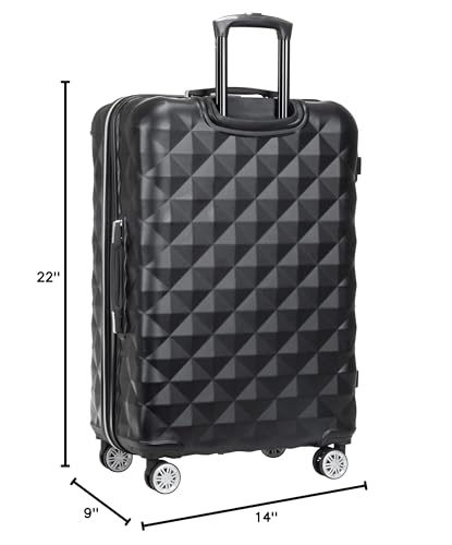 Kenneth Cole REACTION Diamond Tower Collection Lightweight Hardside Expandable 8-Wheel Spinner Travel Luggage, Black, 28-Inch Checked - color: Black, size: 28-Inch Checked
