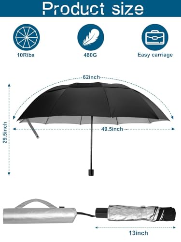 Kalolary UPF 50+ UV Protection Compact Golf Umbrella - color: Black