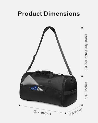 NPBAG Convertible Garment Duffle Bags for Travel - Carry on Garment Bag, Suit Bag for Men & Women, 3 in 1 Foldable Travel Duffle Backpack with Shoulder Strap (Black) - color: Black
