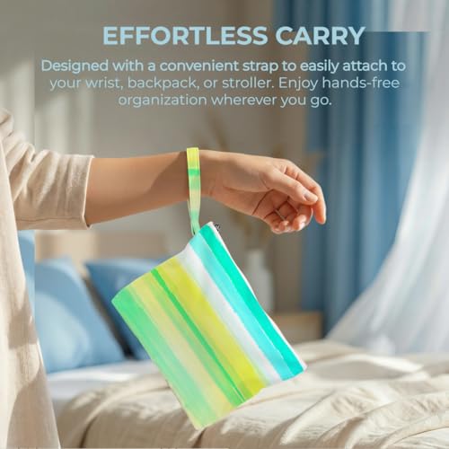Fokongna Waterproof Reusable 2 Pack Wet Bag, Zipper Sealed Dry Wet Storage Pouch for Pool Beach Vacation Gym Workout Cosmetic Travel Toiletry Bag - color: Summer Stripe Set 04