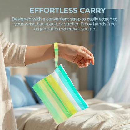 Fokongna Waterproof Reusable 2 Pack Wet Bag, Zipper Sealed Dry Wet Storage Pouch for Pool Beach Vacation Gym Workout Cosmetic Travel Toiletry Bag - color: Summer Stripe Set 04