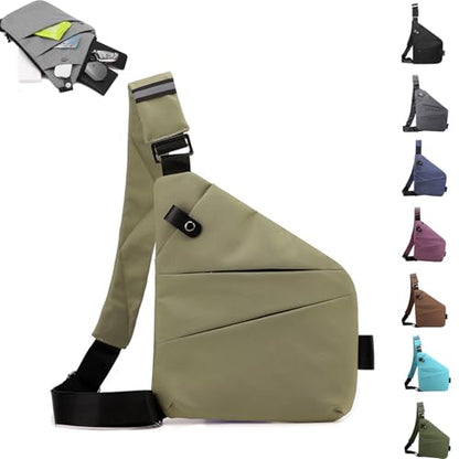 Anti Theft Travel Bag,Crossbody Travel Bag - color: Olive Green, style: Left Shouler