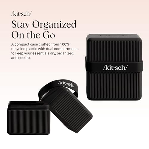 Kitsch 2-Compartment Travel Soap Case – TSA-Approved Bar Soap Holder - color: Black, size: 2 Compartment