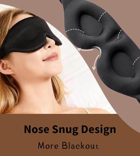 Sleep Mask for Women Men Comfortable Blockout Soft 3D Padded Eye Mask for Sleeping Side Sleeper Friendly Black - color: Black