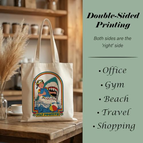 Positive Canvas Tote Bag, Reusable Inspirational Shoulder Bag, Whimsical Carryall for Shopping Commute Beach - color: Inspirational 14