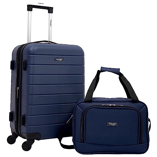Wrangler Smart Spinner Hardside Luggage, 2 Piece Set, Navy Blue - color: Navy Blue, size: 2 Piece Set