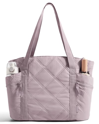 BAGSMART Crush Tote Bag for Women, 20L Puffer Work Tote with Zipper - color: Lilac