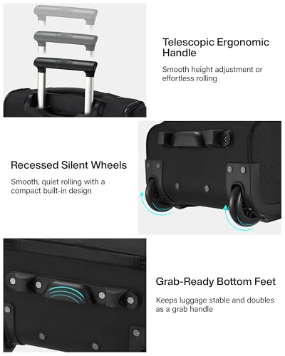 Hanke Underseat Carry On Luggage with Wheels, 17 Inch Rolling Bag, Black - color: Black, size: 17 Inch Underseat Plus
