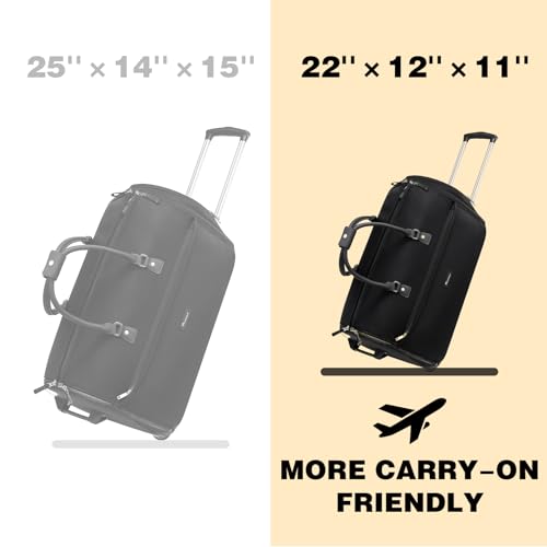 Modoker 3-in-1 Rolling Garment Duffle Bag with Wheels, 22in Black - color: 22in-Black