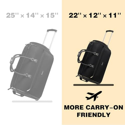 Modoker 3-in-1 Rolling Garment Duffle Bag with Wheels, 22in Black - color: 22in-Black