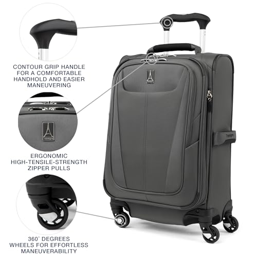 Travelpro Maxlite 5 Softside Carry-On & Tote 2-Piece Set, Grey, (Tote/21) | Expandable With 4 Spinner Wheels and Personal Item Size Underseat Bag, Lightweight Travel for Men & Women - color: Shadow Grey, size: 2-Piece Set (21/Tote)