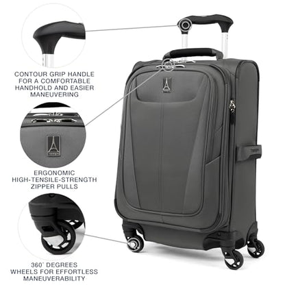 Travelpro Maxlite 5 Softside Carry-On & Tote 2-Piece Set, Grey, (Tote/21) - color: Shadow Grey, size: 2-Piece Set (21/Tote)