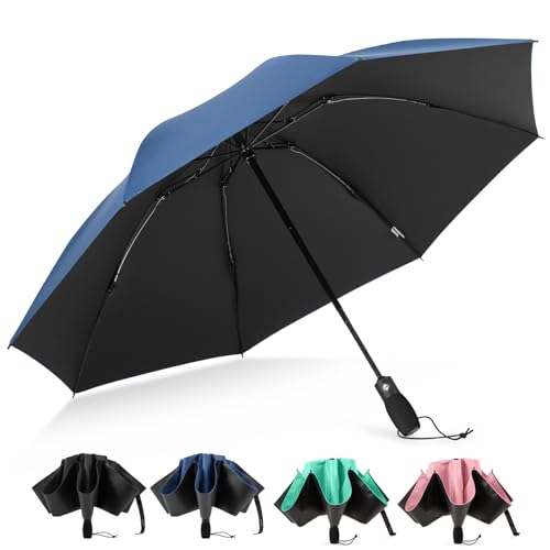G4Free 46 Inch Inverted Umbrella Windproof Travel Umbrella for Rain & Sun - color: Blue