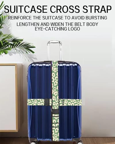 Luggage Straps for Suitcases, Adjustable Travel Belt, Durable Wide Luggage Strap, Cute Suitcase Strap Identifiers with Buckle, Bag Straps for Luggage, Grey Cute Flowers - color: Grey Cute Flowers