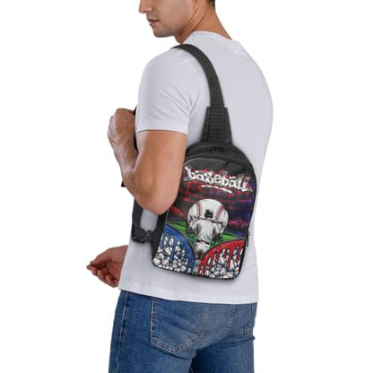 Mens Crossbody Bag Sling Backpack Portable EDC Chest Bag - color: Baseball-1