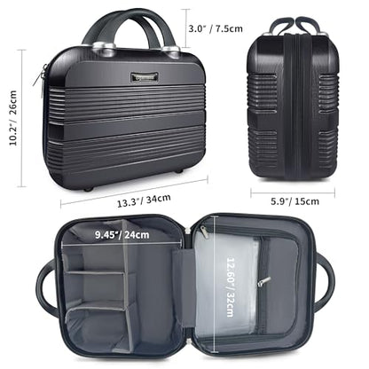 14 Inch Waterproof Hard Shell Travel Makeup Case (Black) - color: H007-Black-14 Inch