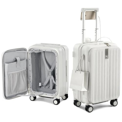 Hanke Top Opening 20" Carry On Luggage Expandable Hard Shell Smoke White - color: Smoke White, size: 20 Inch EXT