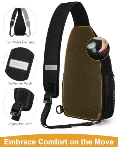 Pritent Crossbody Bags for Women Men Sling Bag Backpack Shoulder Bag - color: Black, size: Large