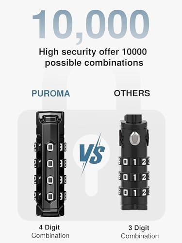 Puroma TSA Approved Travel Luggage Locks, 4 Pack Black 4 Digit Resettable Combination Code Lock with Zinc Alloy Body for Suitcase, Backpack, Laptop Bag, Gym Locker, Toolbox - color: Basic Black