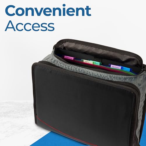 Case-it School Zipper Binder | 3-Inch O-Rings | 600-Sheet | D-146 Jet Black - color: A Jet Black, size: 6 Pack