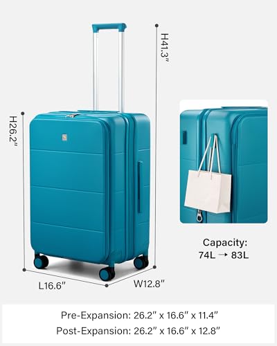 Hanke Expandable Medium Checked Luggage, 24 Inch Top Opening Suitcase - color: Caribbean Blue, size: 24 Inch EXT