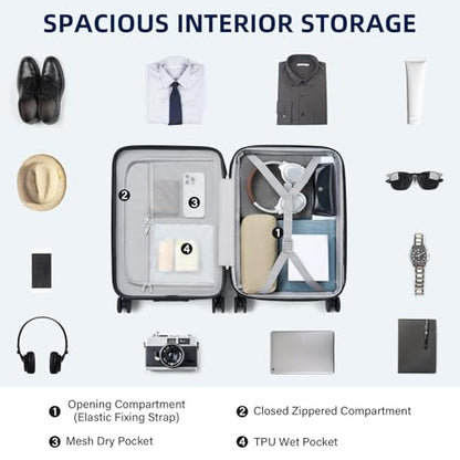 HanTrip 20 Inch Hardside Carry on Luggage with Wheels, Interstellar Blue - color: Interstellar Blue, size: Expandable 20 Inch