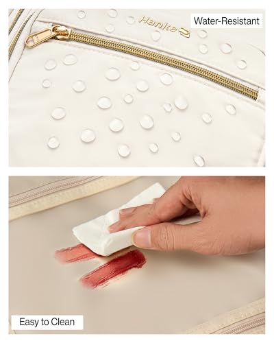Hanke Hanging Travel Toiletry Bag for Women Water Resistant Makeup Bag - color: Off White