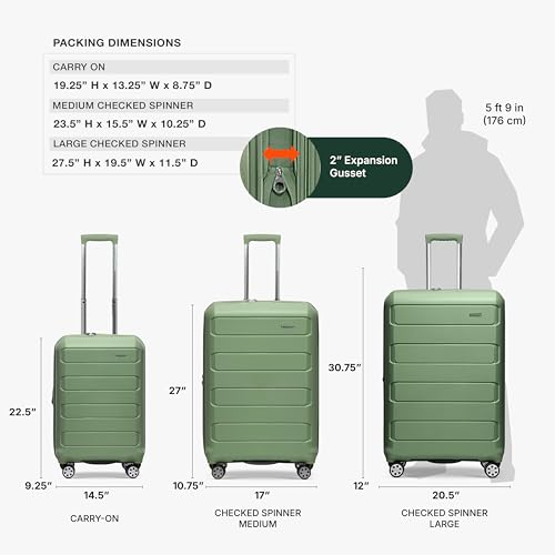 Traveler's Choice Pagosa Hardshell Expandable Luggage with Spinner Wheels, Green, 30-Inch Large - color: Green, size: 30-Inch Large