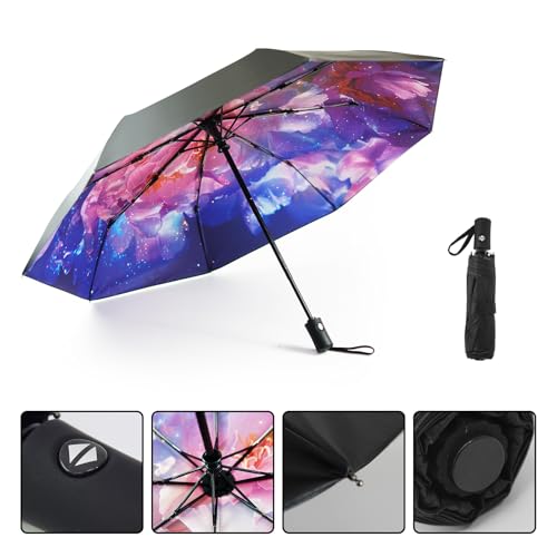 SY COMPACT Travel Umbrella - Windproof Automatic Compact Umbrellas for Rain - color: Peony