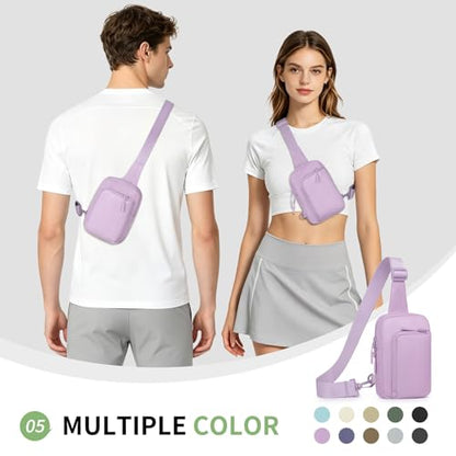 Mini Sling Bag for Men Women Fits for 6.3" Phone, Light Purple - color: 2 Pocket-light Purple