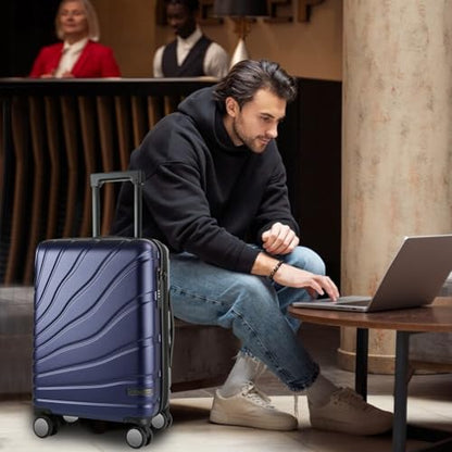 VANKEAN 20" Expandable Hardshell Spinner Carry-On with TSA Lock Approved - color: Navy