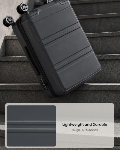 Kono 28 Inch Luggage Expandable Suitcase with Spinner Wheels TSA Lock - color: Grey, size: 28-inch Large-checked