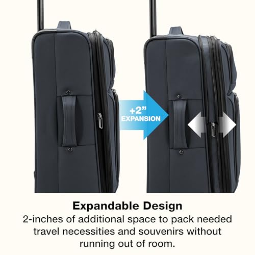 U.S. Traveler Anzio Softside Expandable Spinner Luggage, Dark Grey, Checked-Medium 26-Inch - color: Dark Grey, size: 26-Inch Medium