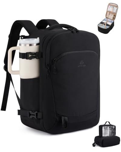 LOVEVOOK 40L Travel Backpack for Women, Airline Approved Carry On Backpack - color: Black, size: 40L-4PCS