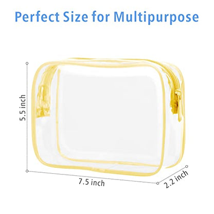 PACKISM Clear Makeup Bag for Travel - TSA Approved Toiletry Bag, Yellow - color: Light Yellow 3 Pack, size: Medium Set (Standard)