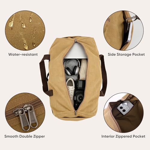 Large Canva Travel Duffle Bag Heavy Duty - color: Khaki