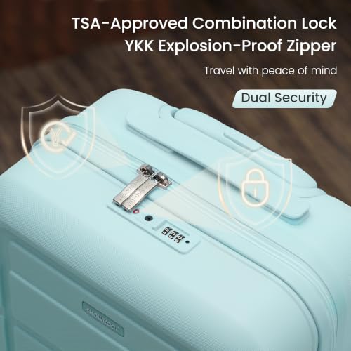 SHOWKOO G-Series Luggage set 3pcs, 100% PC Durable Hardshell Suitcase - color: Mint Green, size: 3-Piece Set (20/24/28in)