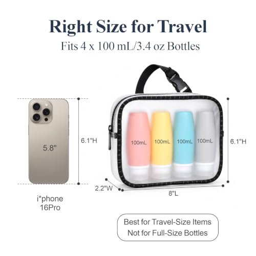 PACKISM TPU Clear Makeup Bag - Frosted TSA Approved Toiletry Bag, 2 Pack - color: Black Trim, size: 2 Pack
