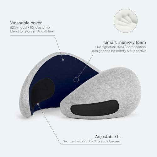 Ostrichpillow GO Travel Pillow, 360° Memory Foam Support, Soft & Washable - color: Deep Blue