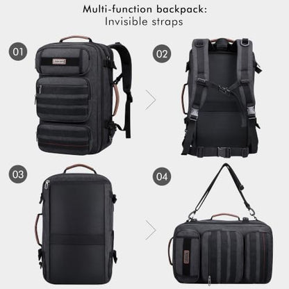 WITZMAN Travel Backpack for Men Flight Approved Fits 16" Laptop - color: Black