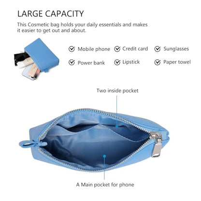 Small Makeup Bag for Purse, Leather Cosmetic (Gentian Blue) - color: Gentian Blue