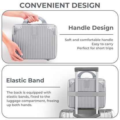 14 Inch Hard Shell Cosmetic Case, Mini Carrying Makeup Suitcase, Silver - color: Silver - Rectangle