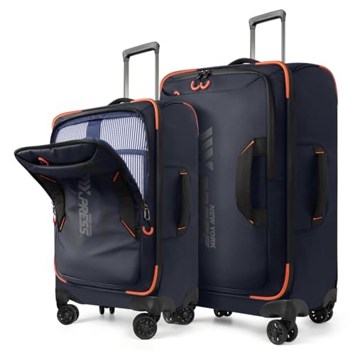2-Piece Set(22/26in) Softside Luggage Sets w/Spinner Wheels - color: Blue, size: 2-Piece Set (22"/26'')