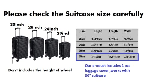 Clear PVC Suitcase Cover Protectors Transparent Luggage Cover Waterproof Wheeled Suitcase Dust Cover Dustproof Travel Luggage Sleeve Protector (30") - size: 30"