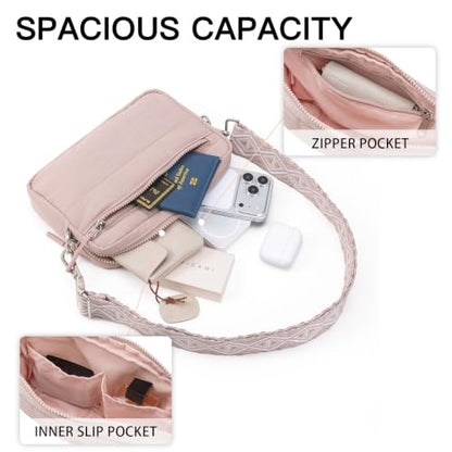 Telena Crossbody Bags for Women Cross Body Purse with Guitar Strap - color: Blush Pink